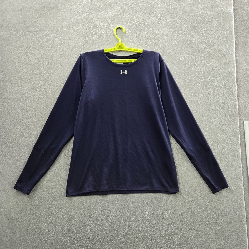 Under Armour Men Shirt XL Navy Embroidered Heatgear Activewear Logo Loose